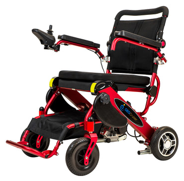 Geo Cruiser DX Compact Lightweight Folding Power Wheelchair Red
